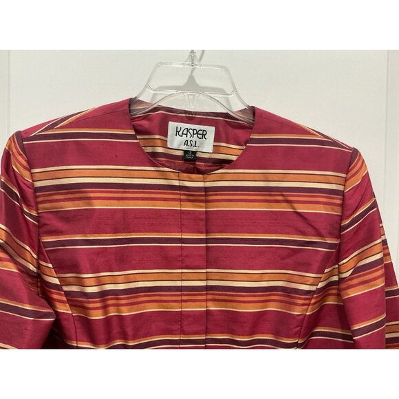 Kasper Pants Suit Size 12 100% Silk Multicolor Long Sleeve - Picture 3 of 12